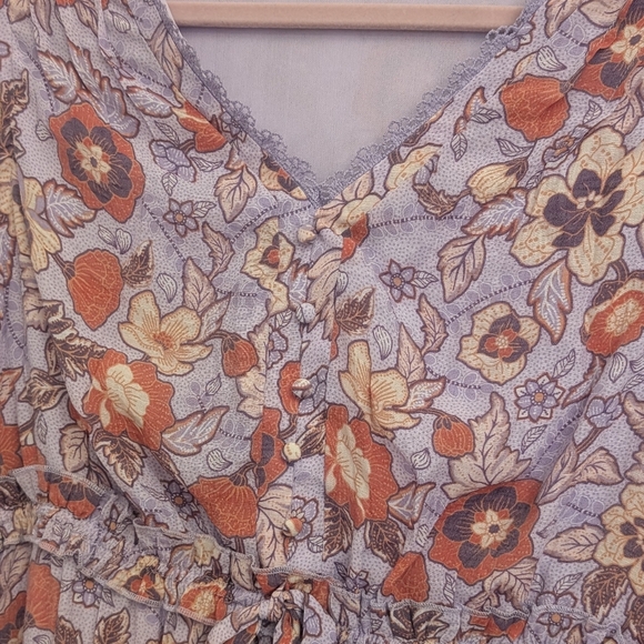 Indigo Rose Printed Floral Mini Dress V-Neck Cinch Waist Size Large NWT - Picture 6 of 6